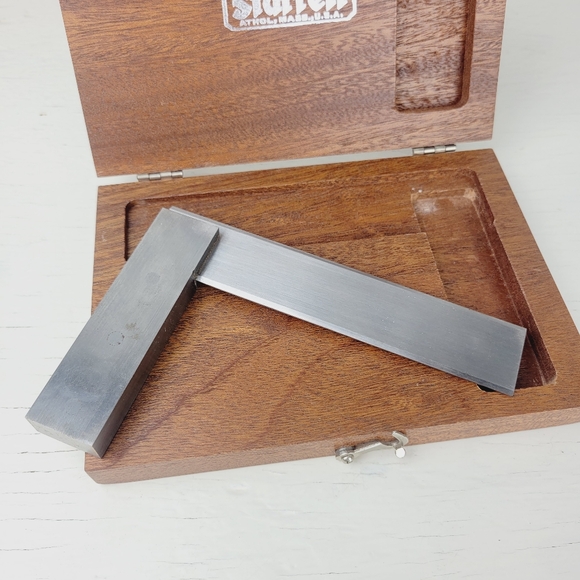 Starrett No. 55 Beveled Edge 4 1/2" Square Tool With Wooden Box Machinist - Picture 6 of 15